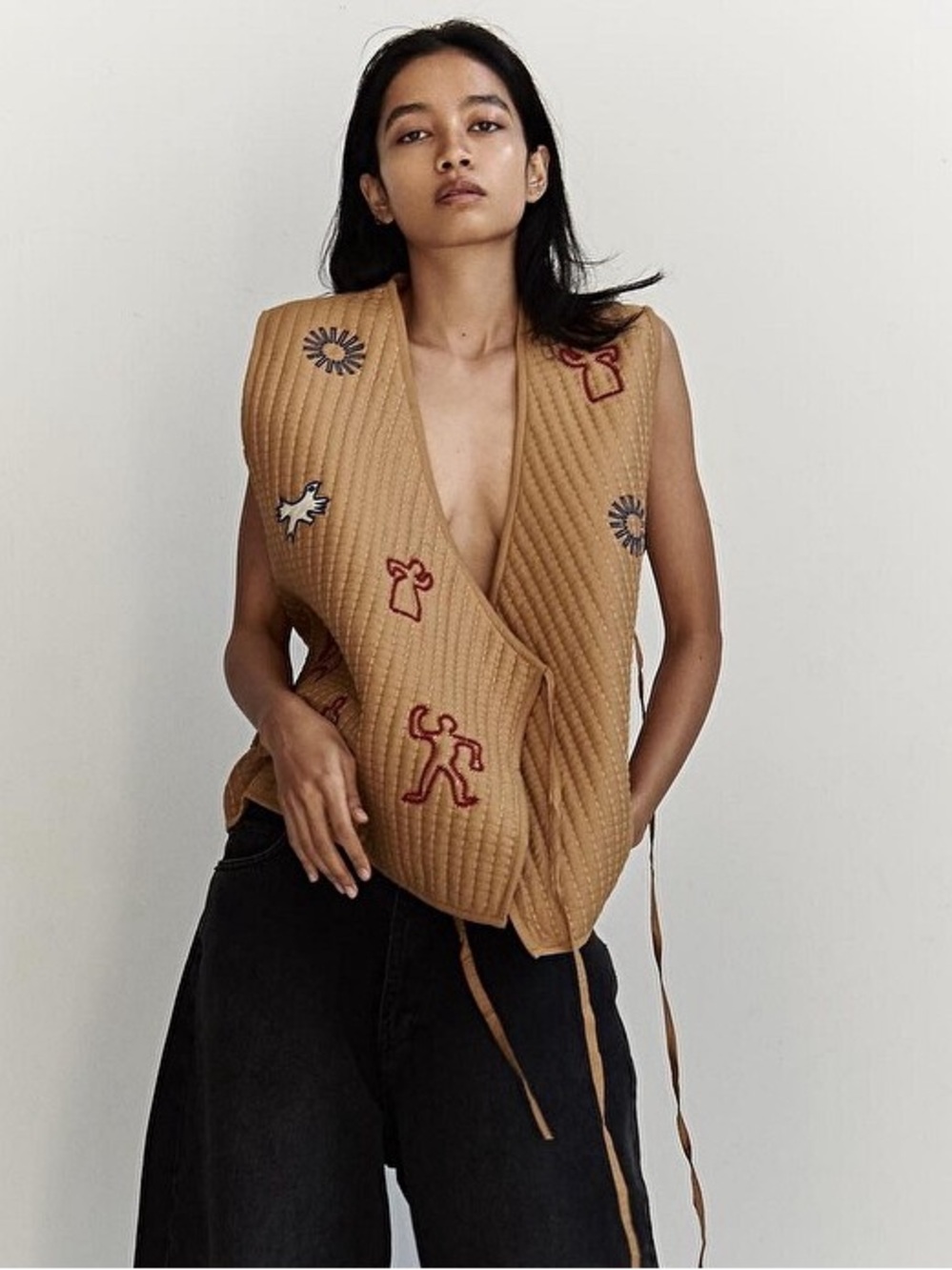Zara Embroidered Quilted Vest